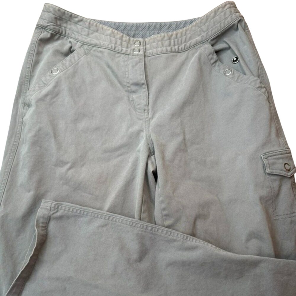 L.L.‎ Bean Cargo Pants Womens 12 Gray Straight Leg Cotton Stretch Outdoor Hiking